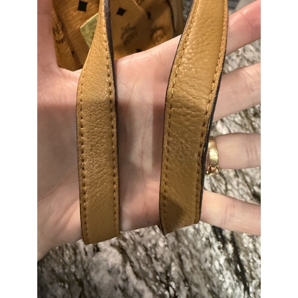 MCM Visetos Cognac 2-Way Tote EUC Fantastic Bag For Fall Plastic on Hardware - Picture 11 of 16